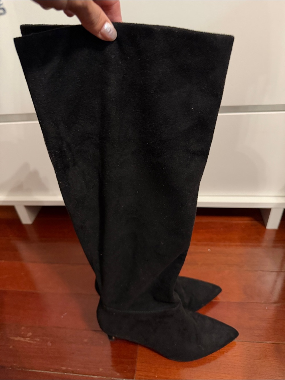 Black Men's Suede-Look Tall Boots
